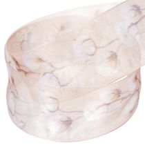 Artículo Cinta de organza, flores de algodón, cinta decorativa, rosa, 40 mm, 15 m