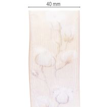 Artículo Cinta de organza, flores de algodón, cinta decorativa, rosa, 40 mm, 15 m