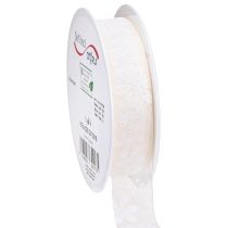 Artículo Cinta de organza para regalo de flores, color crema, 25 mm, 18 m