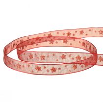 Artículo Cinta de organza roja con estrellas brillantes – Cinta navideña 10mm 20m