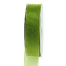 Artículo Cinta de organza cinta de regalo verde borde tejido verde oliva 25mm 50m