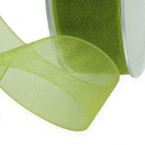 Artículo Cinta de organza cinta de regalo verde borde tejido verde oliva 25mm 50m