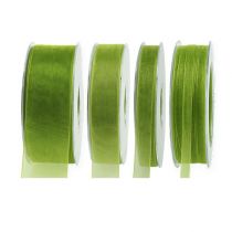 Cinta de organza cinta de regalo verde borde tejido verde oliva 50m