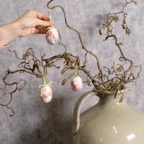 Artículo Decoración de huevo de Pascua, motivo de tulipán con cinta para colgar y decoración primaveral, 6 cm, 12 piezas