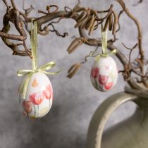 Artículo Decoración de huevo de Pascua, motivo de tulipán con cinta para colgar y decoración primaveral, 6 cm, 12 piezas