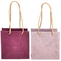 Artículo Bolsas de regalo de papel con asas rosa burdeos 12x12cm 8uds