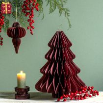 Artículo Árbol de Navidad de papel para colgar Burdeos H40cm 2uds