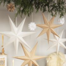 Artículo Estrella de papel natural con yute para iluminación 60cmx15cm