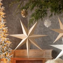 Artículo Estrellas de papel para colgar adornos de árbol blanco natural 16cm 6 uds