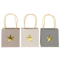 Artículo Bolsas de papel con estrella y asa gris surtidas 12×12×12cm 9uds