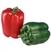 Artículo Decoración pimentón rojo verde red artificial Ø8cm H11,5cm 4 piezas