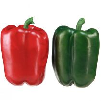 Artículo Decoración pimentón rojo verde red artificial Ø8cm H11,5cm 4 piezas