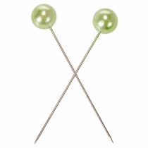 Artículo Alfileres con cabeza de perla, verde manzana, Ø10 mm, 60 mm