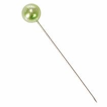 Artículo Alfileres con cabeza de perla, verde manzana, Ø10 mm, 60 mm