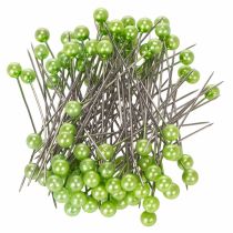 Artículo Alfileres con cabeza de perla Ø6mm 65mm verde manzana
