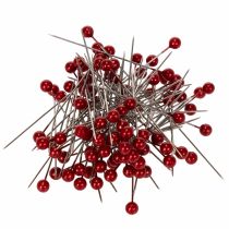Artículo Alfileres con cabeza de perla Ø6mm 65mm Rojo