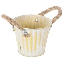 Artículo Cubo para plantar, maceta de metal con asas, macetero decorativo, rosa/verde/amarillo, estilo shabby chic, Ø12cm, H10cm, juego de 3