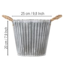 Artículo Maceta decorativa con asas, maceta metálica para plantar Ø25,5 cm