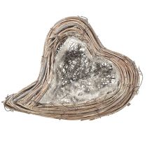Artículo Corazón de planta de ratán, enredadera, blanco natural, 20cmx24cmx6cm