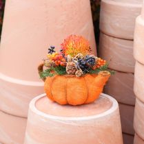 Artículo Jardinera calabaza decoración naranja amarillo-verde Ø19cm H12cm