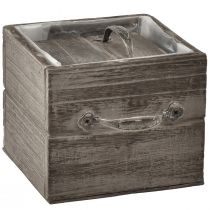 Artículo Jardineras para plantas con apariencia de cajón - marrón grisáceo, en varios tamaños - almacenamiento versátil y decorativo - juego de 2
