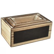 Artículo Cajas de madera decorativas con superficies de pizarra, naturales y negras, varios tamaños, almacenamiento práctico y elegante, juego de 3