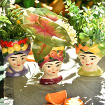 Artículo Cabeza de planta niña con fruta cerámica decorativa 13,5cm 3 piezas