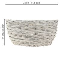 Artículo Juego de cestas de mimbre para plantas, blanco y gris, decoración shabby chic, 3 piezas