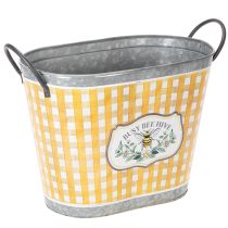 Artículo Maceta ovalada con diseño de abeja, estampado a cuadros, decoración veraniega, jardinera, 38×24×29cm