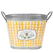 Artículo Maceta ovalada con diseño de abeja, estampado a cuadros, decoración veraniega, jardinera, 38×24×29cm
