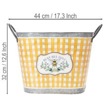 Artículo Maceta ovalada con diseño de abeja, estampado a cuadros, decoración veraniega, jardinera, 38×24×29cm