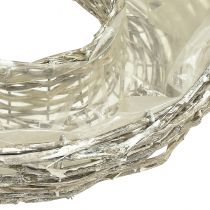 Artículo Jardinera de mimbre, blanca, aspecto natural, anillo decorativo para un diseño de jardín creativo, Ø35/30 cm, juego de 2, versátil