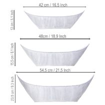 Artículo Maceta con forma de barco, de metal, blanca/plateada, 54,5/48/42 cm, juego de 3