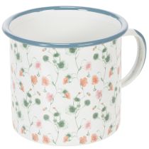 Artículo Maceta esmaltada, taza decorativa con motivos florales, Ø11cm