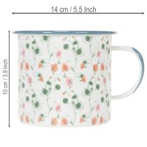 Artículo Maceta esmaltada, taza decorativa con motivos florales, Ø11cm