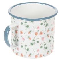 Artículo Maceta esmaltada, taza decorativa con motivos florales, Ø11cm