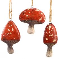 Artículo Encantadores colgantes de setas rojas con cordón de yute de 3 cm - decoración perfecta para otoño y Navidad - 6 piezas