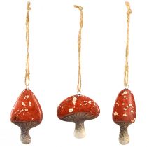 Artículo Encantadores colgantes de setas rojas con cordón de yute de 3 cm - decoración perfecta para otoño y Navidad - 6 piezas