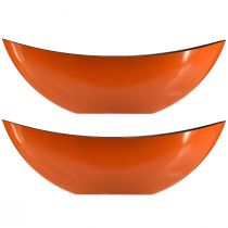 Artículo Cuenco barco moderno en color naranja – 39 cm – versátil para decoración y plantación – 2 piezas