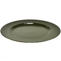 Artículo Elegante plato de plástico verde oscuro 28 cm 4ud