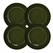 Artículo Elegante plato de plástico verde oscuro 28 cm 4ud