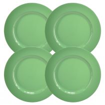 Artículo Plato de plástico resistente de color verde, 28 cm, perfecto para decoración diaria y actividades al aire libre, paquete de 4