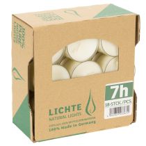 Artículo Velas de té PURE Nature Lights de cera de colza natural. Tiempo de combustión: 7 horas. 18 piezas.