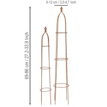 Artículo Obelisco de metal con aspecto oxidado y celosía, 69/86 cm, juego de 2