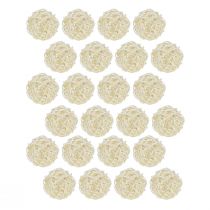 Artículo Decoración de mesa con bolas de ratán blanqueado, ratán color crema, Ø5 cm, 24 piezas