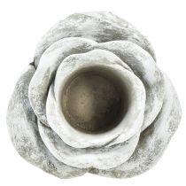 Artículo Rosa decoración de tumba decoración de mesa portavelas gris blanco Ø14cm H7cm