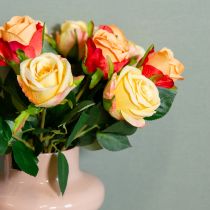 Artículo Arreglo floral de ramo de rosas para una elegante decoración en el salón 44cm 6 piezas