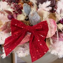 Artículo Lazos de terciopelo rojo para regalo con lentejuelas de 12 cm, 4 unidades