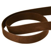 Artículo Cinta de terciopelo marrón decorativa 15mm 7m