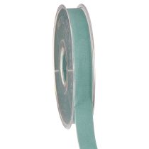 Artículo Cinta de terciopelo azul claro, cinta decorativa, cinta de regalo azul, 15 mm, 7 m